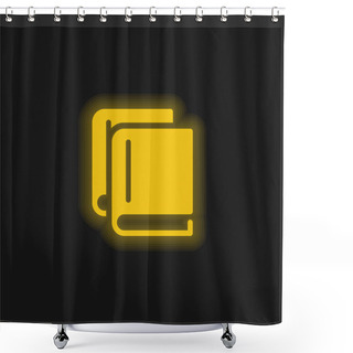 Personality  Books Overlapping Arrangement Yellow Glowing Neon Icon Shower Curtains