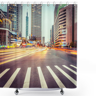 Personality  Light Trails In Modern City Street Shower Curtains