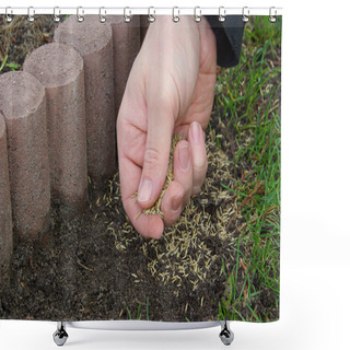 Personality  Hand With Grass Seeds Shower Curtains