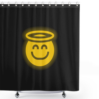 Personality  Angel Yellow Glowing Neon Icon Shower Curtains
