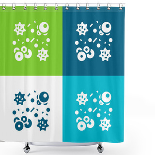 Personality  Bacteria Flat Four Color Minimal Icon Set Shower Curtains