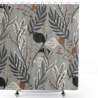 Personality  Neutral Faded Tropical Leaf Fern Seamless Pattern Shower Curtains