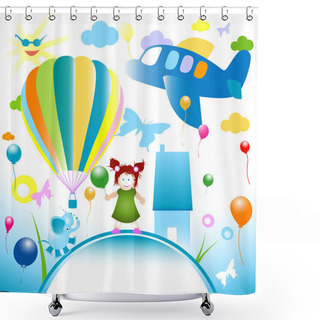 Personality  Happy World Shower Curtains