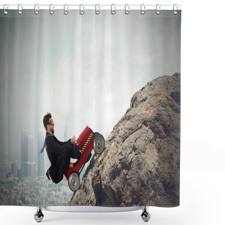 Personality  Businessman Climbing  A Mountain  Shower Curtains