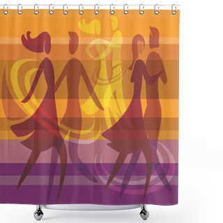 Personality  Dancing Couples Colorful Background Shower Curtains
