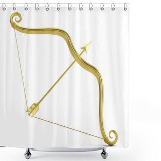 Personality  Love Concept: Golden Cupid's Bow And Arrow Isolated On White Shower Curtains