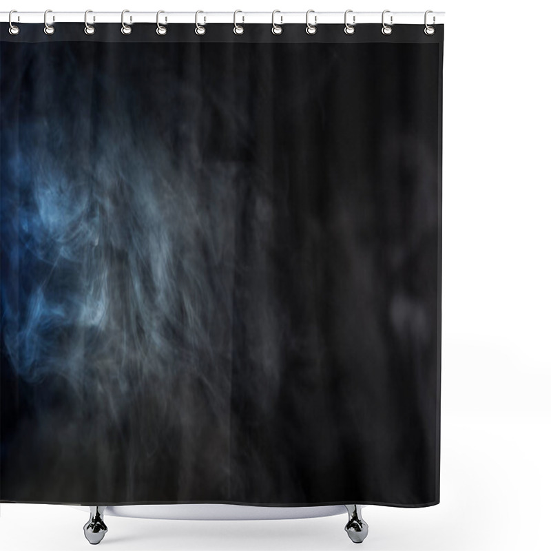 Personality  grey tobacco smoke with blue light on black background  shower curtains