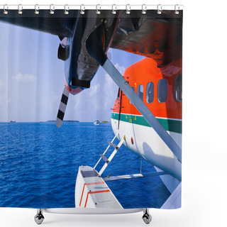 Personality  Seaplane At Maldives Shower Curtains