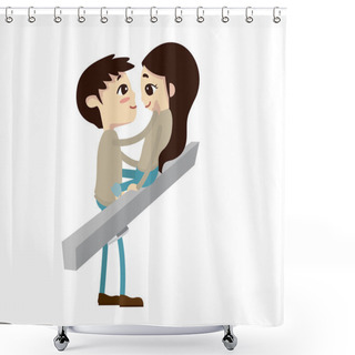 Personality  Romantic Couple Illustration - Thank God I Found You Shower Curtains