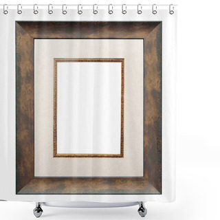 Personality  Empty Picture Frame Isolated On White, Portrait Format, In A Bronze Effect Painted Finish With Matte Shower Curtains