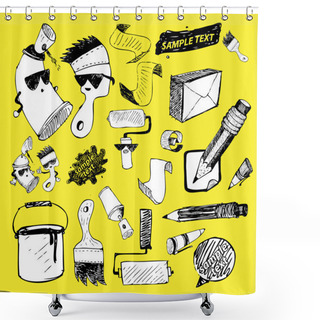 Personality  Painting Tools Sketch Set Shower Curtains