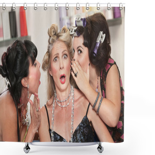 Personality  Ladies Whispering In The Hair Salon Shower Curtains