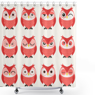 Personality  Seamless Owls Birds Pattern Shower Curtains