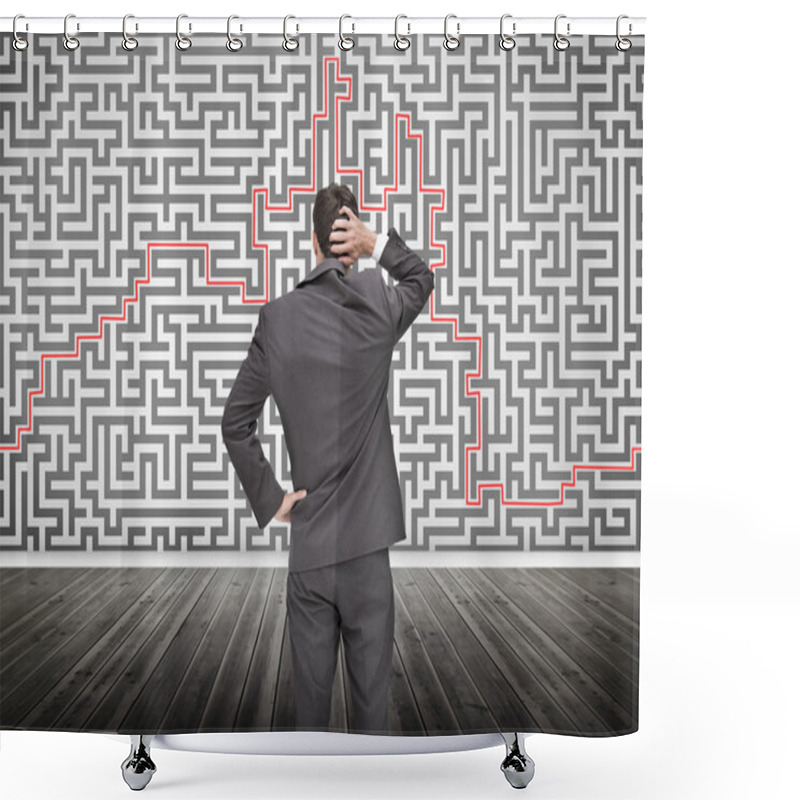 Personality  Puzzled Businessman Looking At A Maze Shower Curtains