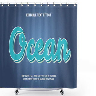 Personality  Editable Text Effect Ocean 3D Vector Template Shower Curtains