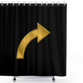 Personality  Arrow Curve Pointing To Right Gold Plated Metalic Icon Or Logo Vector Shower Curtains