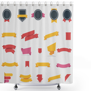 Personality  Vector Ribbons And Labels Shower Curtains