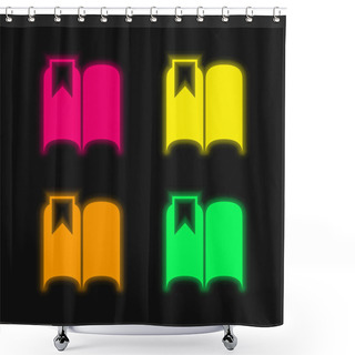 Personality  Bookmark On An Opened Book Four Color Glowing Neon Vector Icon Shower Curtains