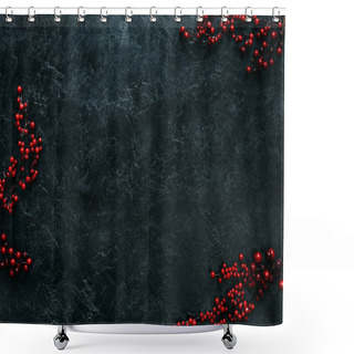 Personality  Tabletop With Christmas Decorative Berries Shower Curtains