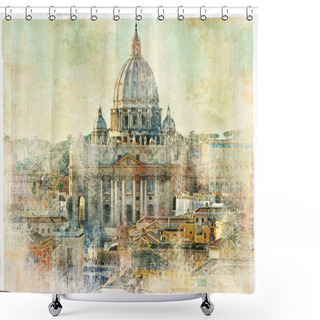 Personality  Vatican - Retro Style Picture Shower Curtains