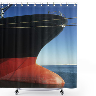 Personality  Bulbous Bow Of Stationary Ship Shower Curtains