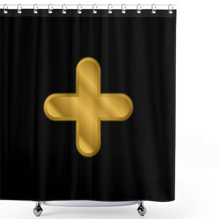 Personality  Add Icon Gold Plated Metalic Icon Or Logo Vector Shower Curtains