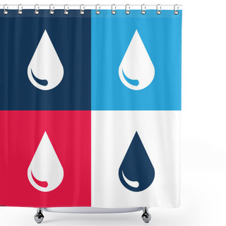 Personality  Big Blood Drop Blue And Red Four Color Minimal Icon Set Shower Curtains