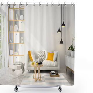 Personality  Interior Modern Design Room 3D Illustration Shower Curtains