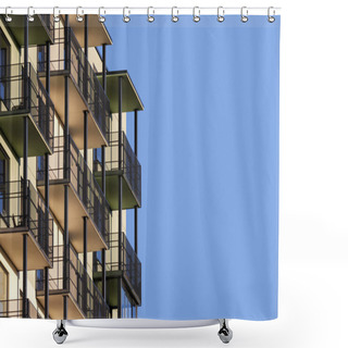 Personality  Modern Apartment Building With Balconies Shower Curtains
