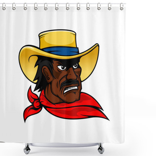 Personality  African American Cartoon Cowboy Man In Hat Shower Curtains