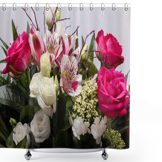 Personality  Beautiful Florist Bouquet Of Roses And Freesias Shower Curtains