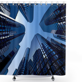 Personality  Reflective Skyscrapers, Business Office Buildings. Shower Curtains