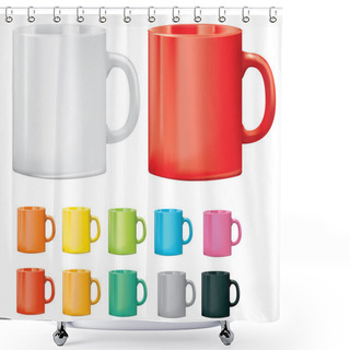 Personality  Selection Of Cups Or Mugs In Different Colours Shower Curtains