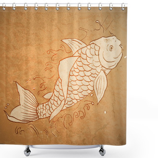 Personality  Vintage Vector Illustration Of Catfish Shower Curtains