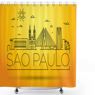 Personality  Sao Paulo City Skyline With Typographic Design Shower Curtains