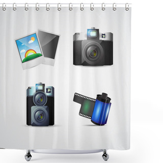 Personality  Vector Design Of Photo Icons Shower Curtains