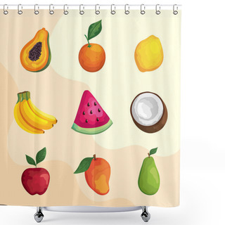 Personality  Nine Tropical Fruits Shower Curtains