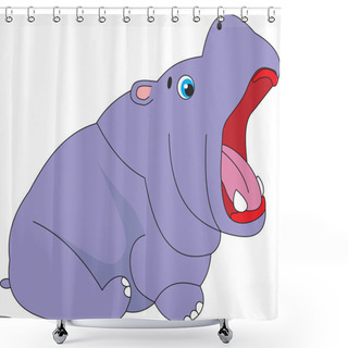 Personality  Hippo Vector Shower Curtains