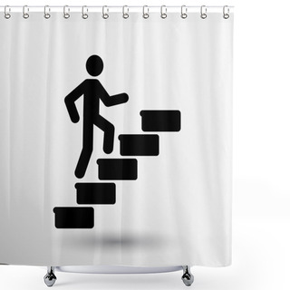Personality  Man On Stairs Icon Vector Button Logo Symbol Concept Shower Curtains
