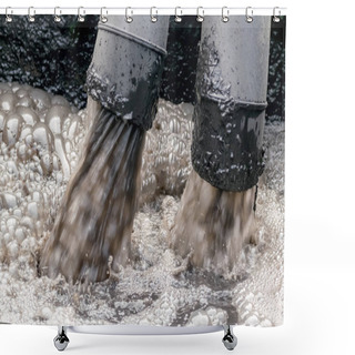 Personality  Industrial Pipe Discharging Liquid Waste. Shower Curtains