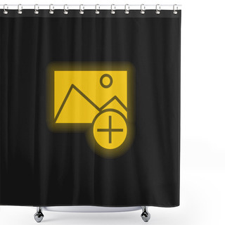 Personality  Add Yellow Glowing Neon Icon Shower Curtains