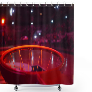 Personality  Basketball Hoop In Red Neon Lights In Sports Arena During Game Shower Curtains