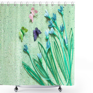 Personality  Festive Background With Snowdrops In The Technique Of Quilling  Shower Curtains