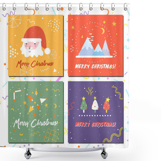 Personality  Simple Merry Christmas Greeting Cards Shower Curtains