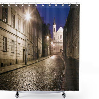 Personality  The Street Of The Old Town In Warsaw At Night Shower Curtains