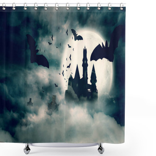 Personality  Bats Flying To Draculas Castle Shower Curtains