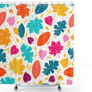 Personality  Autumn Seamless Pattern With Seeds And Leaves Shower Curtains