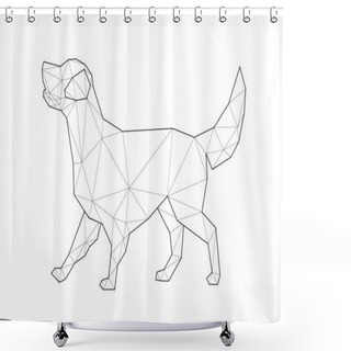 Personality  Low Poly Illustrations Of Dogs. Labrador Walking On White Background. Shower Curtains