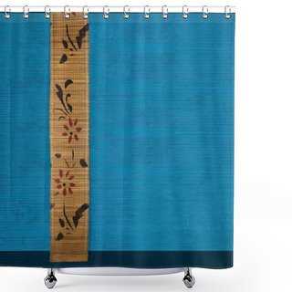 Personality  Flower Bamboo Banner On Blue Shower Curtains