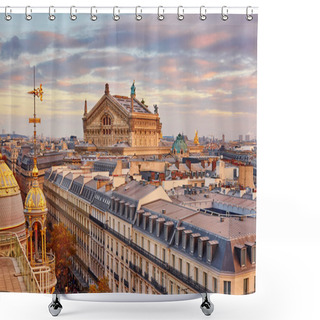 Personality  Parisian Skyline With Opera Garnier At Sunset Shower Curtains